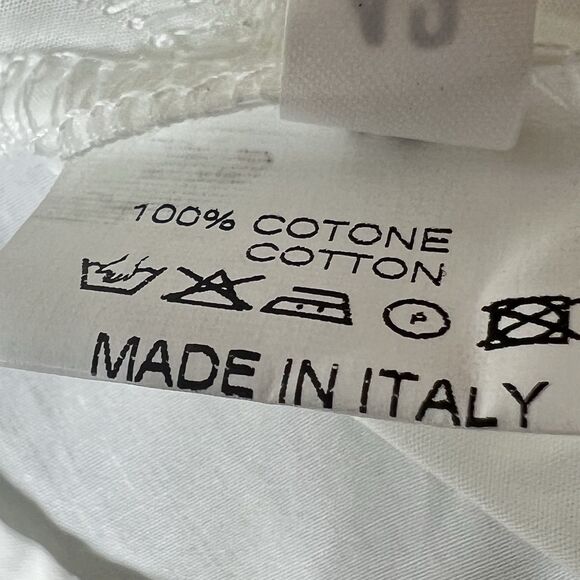 Whyci YC Milano Embroidered Top Sz 42 or Small White 3/4 Sleeve Made In Italy - Picture 13 of 14